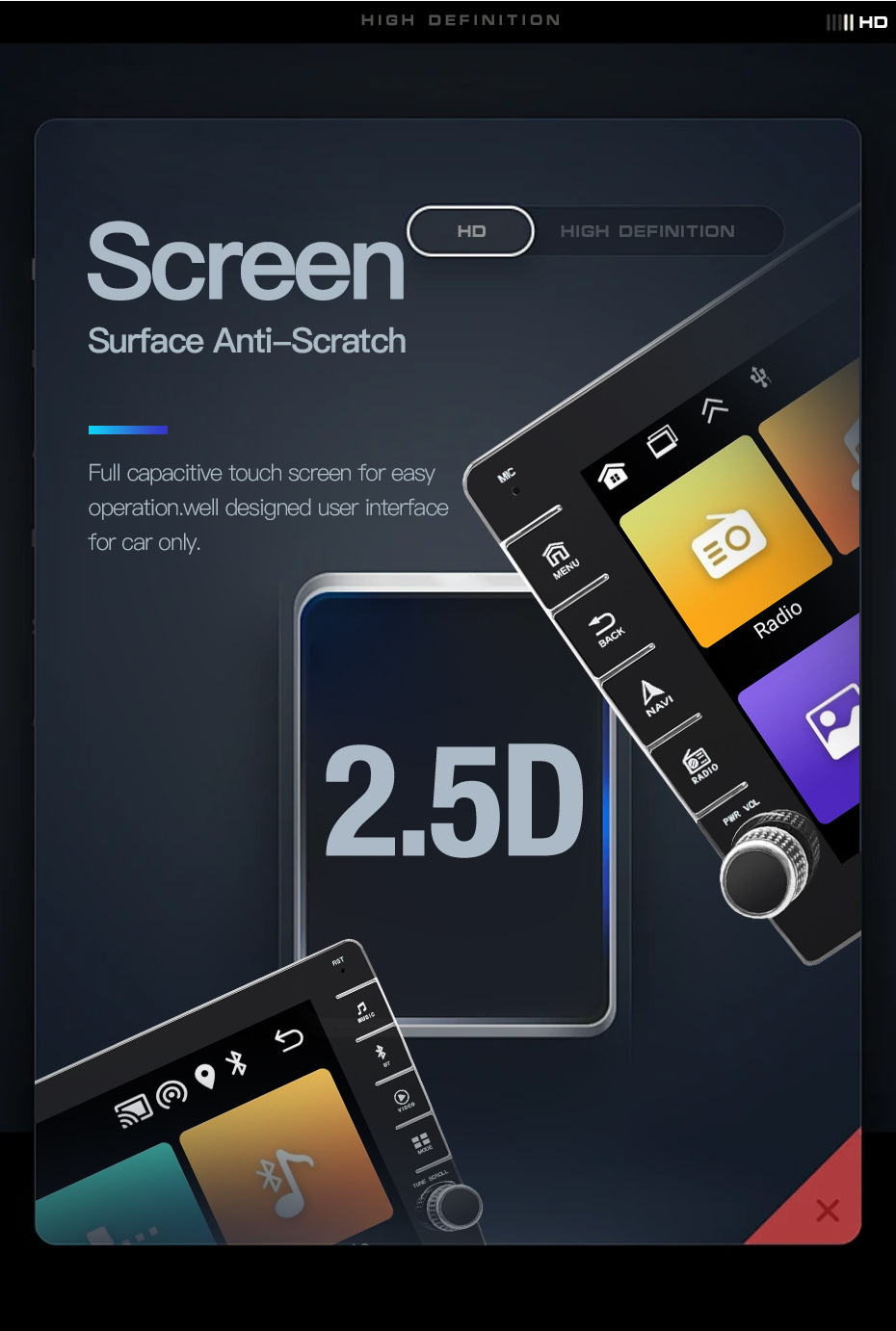 Wireless Carplay Android Auto Car Navigation Large Screen 7/9/ 10inch Central Control Reversing Image Frame Host Unit