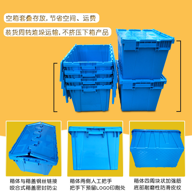 Wow caja de facturación de inserción diagonal con tapa caja de logística engrosada azul caja de plástico de almacenamiento de transferencia de alimentos y medicina image 5