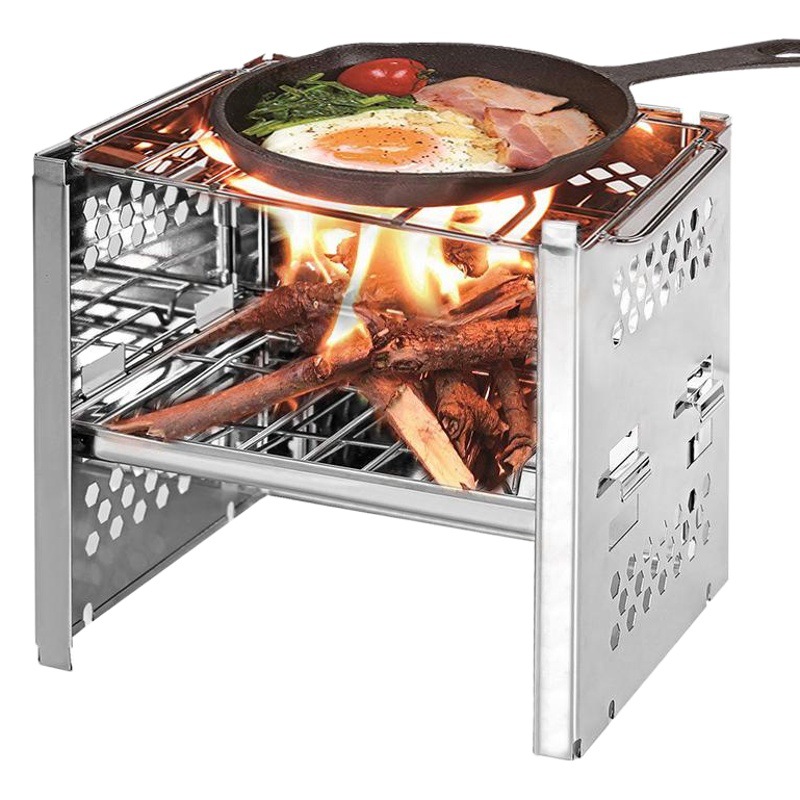 Stainless Steel BBQ Oven Outdoor Adjustable Lifting Folding Stove Portable Picnic BBQ Grill Heating Stove