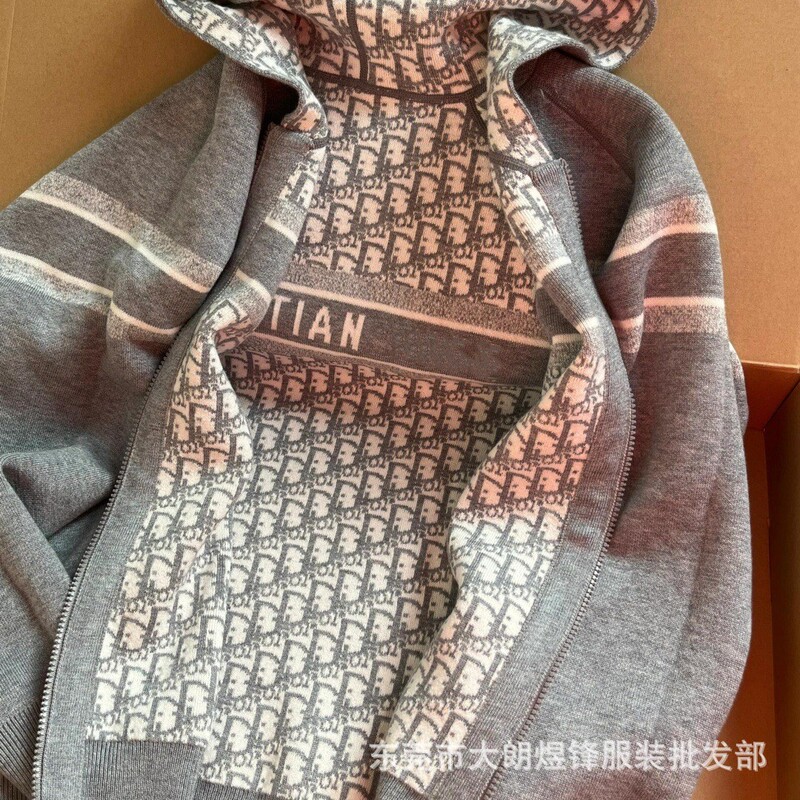 One-Piece Drop Shipping Correct Version D Brand High Version Autumn and Winter New Knitted Cardigan Celebrity Same Style Cashmere Jacket Double-Sided