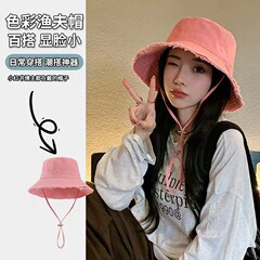 高品质四季字母毛边渔夫帽时尚百搭户外休闲遮阳防晒盆帽女大檐