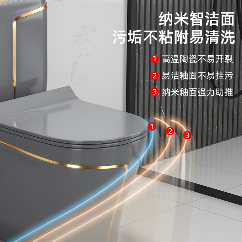 Nuevo tipo de inodoro doméstico gris de lujo ligero, inodoro de cerámica de color, asiento desodorante de sifón, inodoro, inodoro
