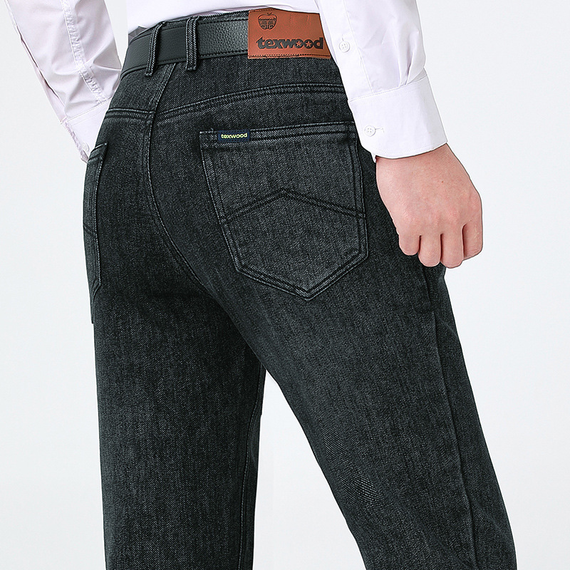 2023秋冬新款苹果男式牛仔裤青中年男士直筒休闲百搭牛仔裤男批发