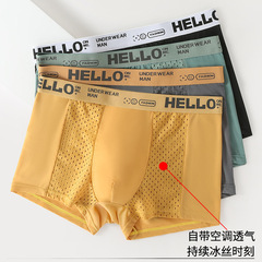 Summer men's underwear ice mesh mesh antibacterial crotch boxer shorts thin breathable comfortable boxer briefs for men