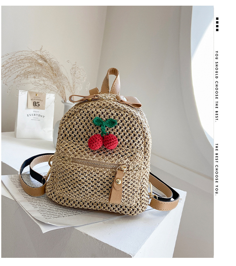 Fashion Cherry Straw Backpack Wholesale display picture 22