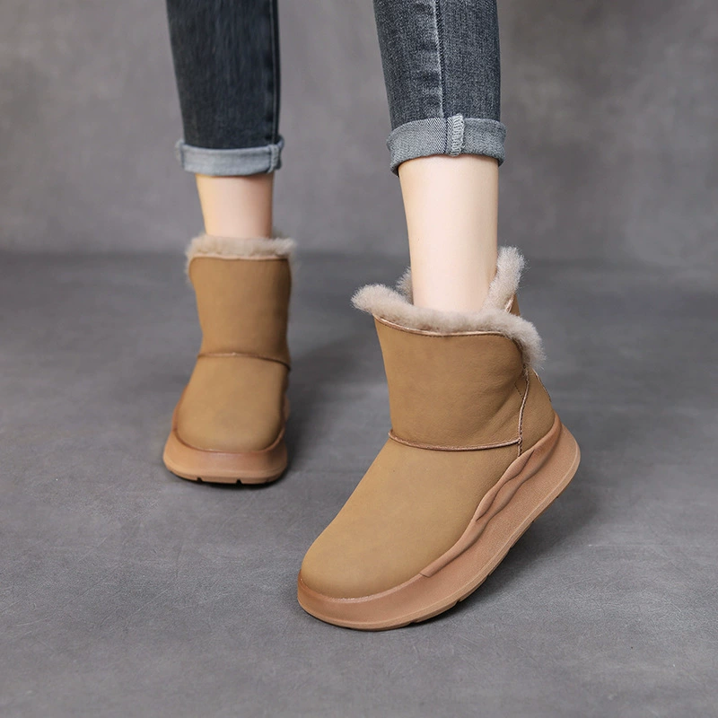 Winter matte leather keep warm windproof non-slip boots