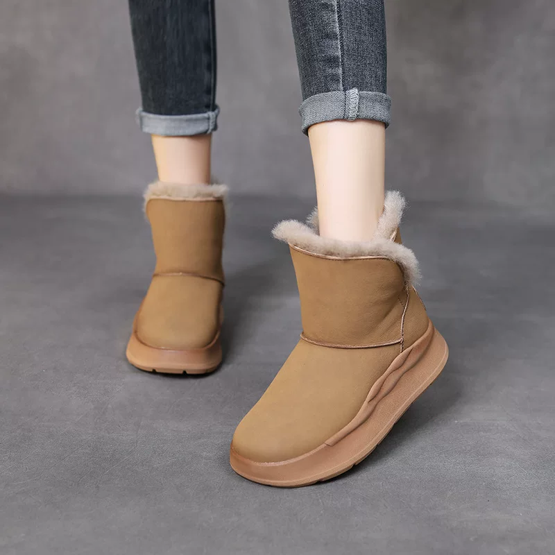 Winter matte leather keep warm windproof non-slip boots