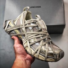 巴黎3XL绑带老爹鞋男款增高透气网面复古做旧厚底运动鞋情侣款