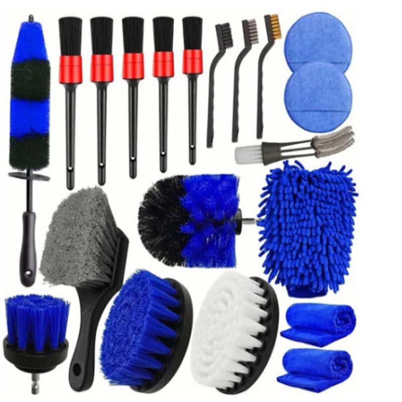 Factory Direct Sales Cross-Border Hot-Selling Car Cleaning Set 20-Piece Set Detail Brush Interior Car Wash Cleaning Brush Tire Brush