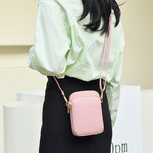 Mobile phone bag for women cross-body 2026 new mini small bag canvas bag trendy versatile vertical shoulder key coin purse