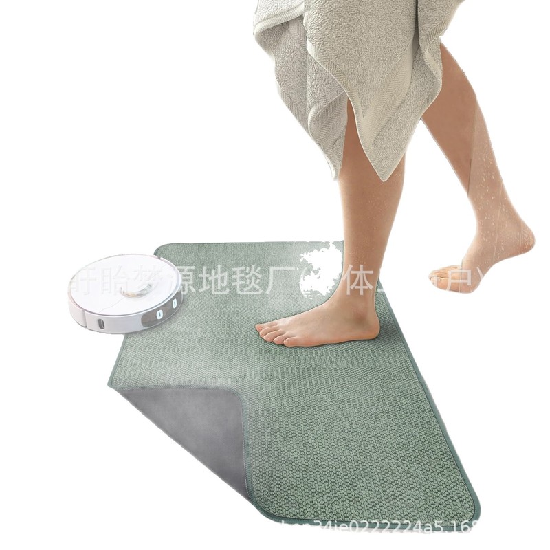 跨境Temu纯色高级感地垫浴室亚麻橡胶吸水防滑垫玄关耐脏耐磨门垫|undefined