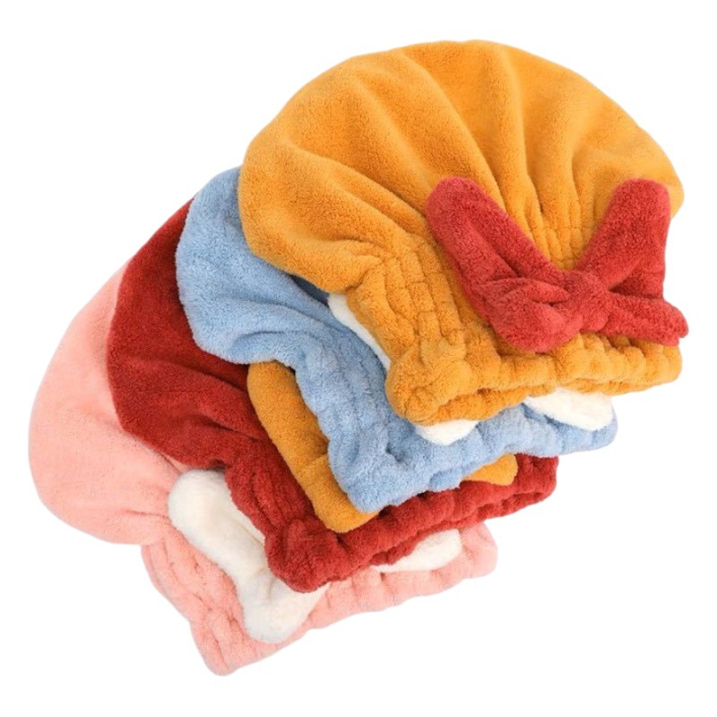 Hot-selling hair drying cap absorbent shower cap female super quick-drying cute hair drying towel hair washing bow knot bag headscarf wholesale