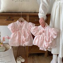 婴儿满月百天连体哈衣女宝宝夏装周岁礼服公主连衣裙新生儿包屁衣