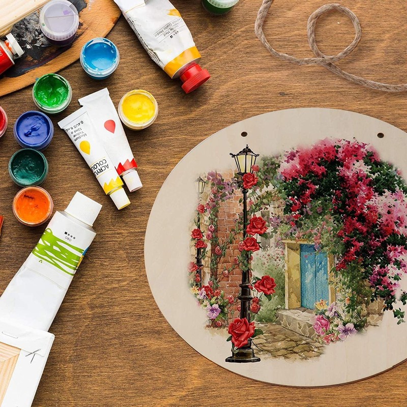 DIY 木製未研磨ラウンドドアサインクリスマス装飾工芸品|undefined