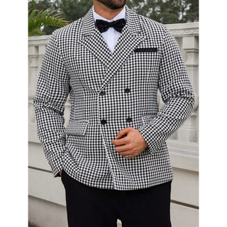 C 38301 Houndstooth blazer 千鸟格西装外套跨境速卖通亚马