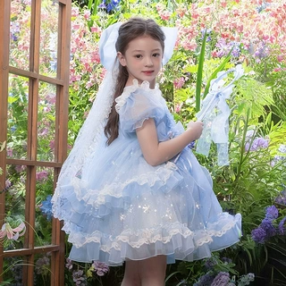冰雪奇缘艾莎公主裙女童洋气纱裙儿童夏季连衣裙女孩洛丽塔蓬蓬裙