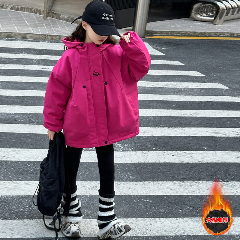 Girls' Super Nice Jacket Dragon Fruit Color Three-In-One Detachable Women's 2025 New Kidsren's Jacket Autumn and Winter