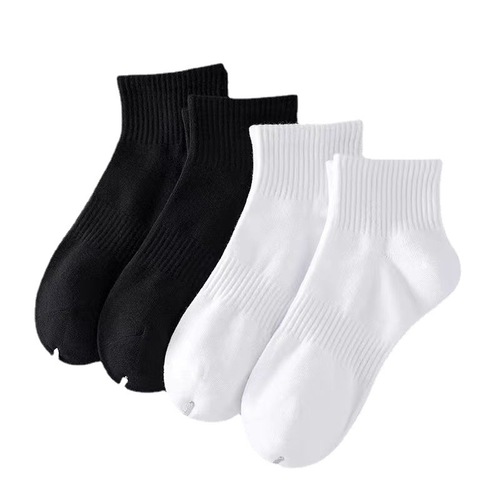 Men's Short Socks Spring and Autumn Thin Breathable Mid-Calf Fall Pure White Trend Anti-Odor Absorbent Summer Short Boat Socks