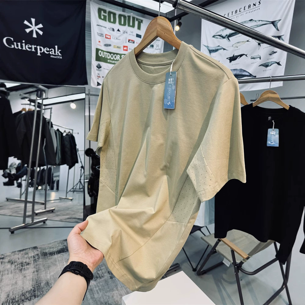 Хлопчатобумажная лазерная пробка Солона впитывает влагу и дышит быстро сушит 7A анти-jun мужская свободная футболка с короткими рукавами