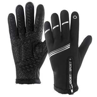 Outdoor sports winter warm windproof touch screen bicycle riding full finger gloves non-slip fleece-lined touch screen gloves