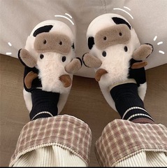国境を越えた対外貿易家保温パイル女秋冬カップル学生寮ソフト萌え乳牛滑り止め綿スリッパ卸売り