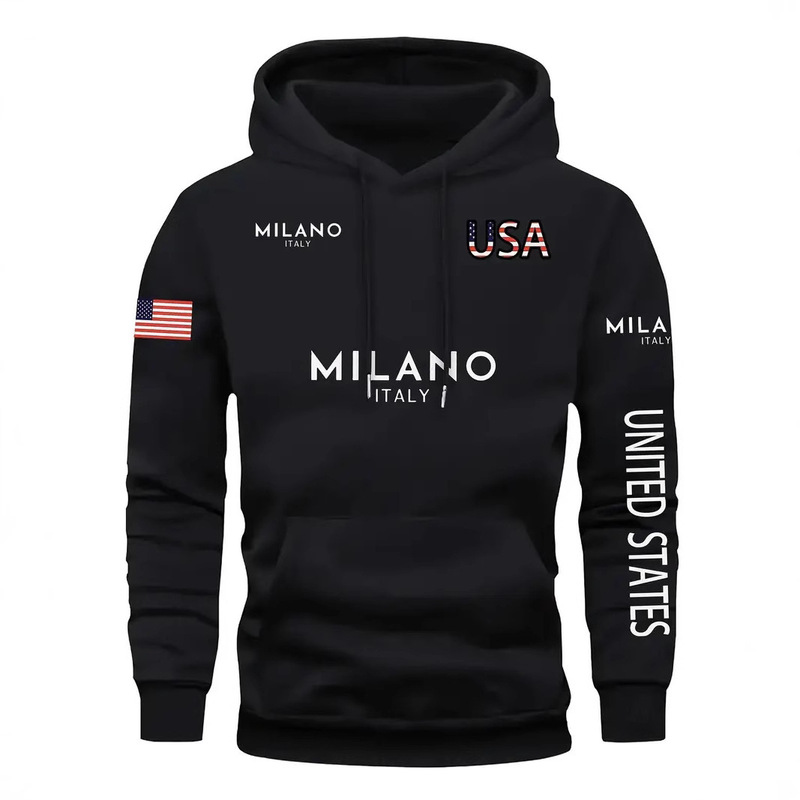 Amazon Cross-Border Export American Independence Day Flag Thermal Clothing Printed Usa Hooded Sweatshirt Men's Clothing