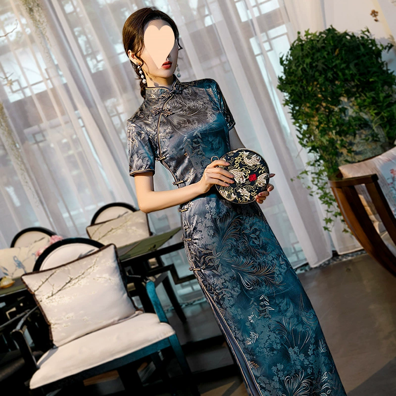 Летняя высококачественная версия ретро-женского платья Cheongsam, длинное платье для молодых девушек в стиле ретро в китайском стиле, легкий роскошный банкет