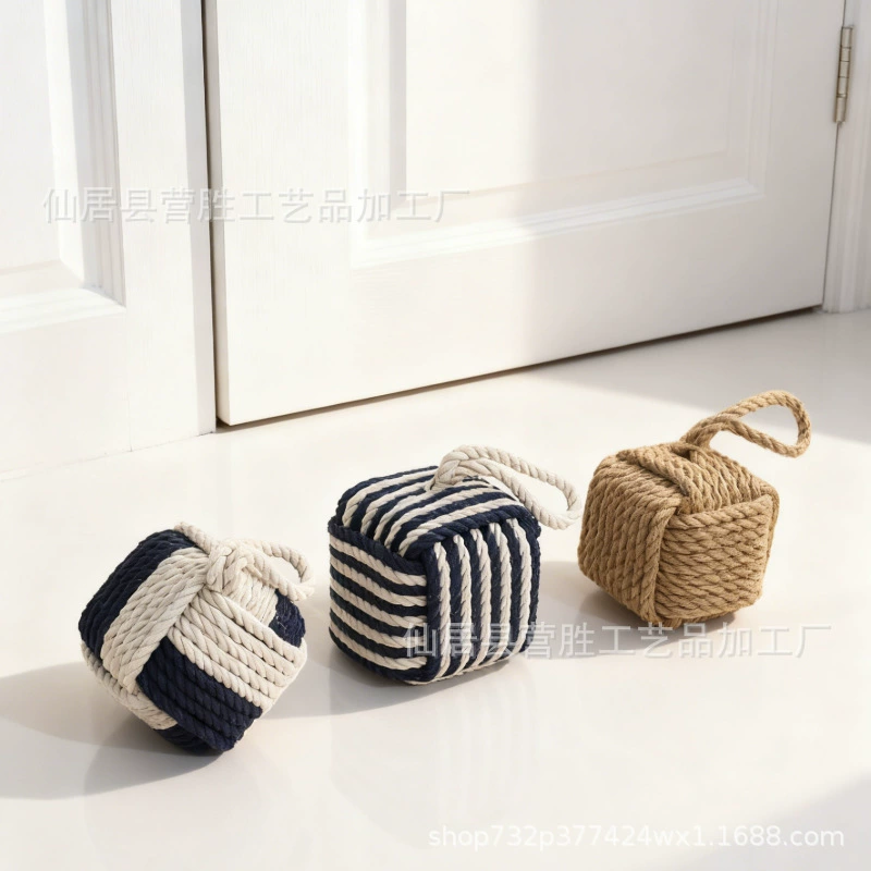 Хлопковая и льняная веревка, креативный дверной стопор для лобового стекла, плетеный квадратный квадратный дверной стопор для предотвращения столкновений, украшение для дома, бара, ресторана