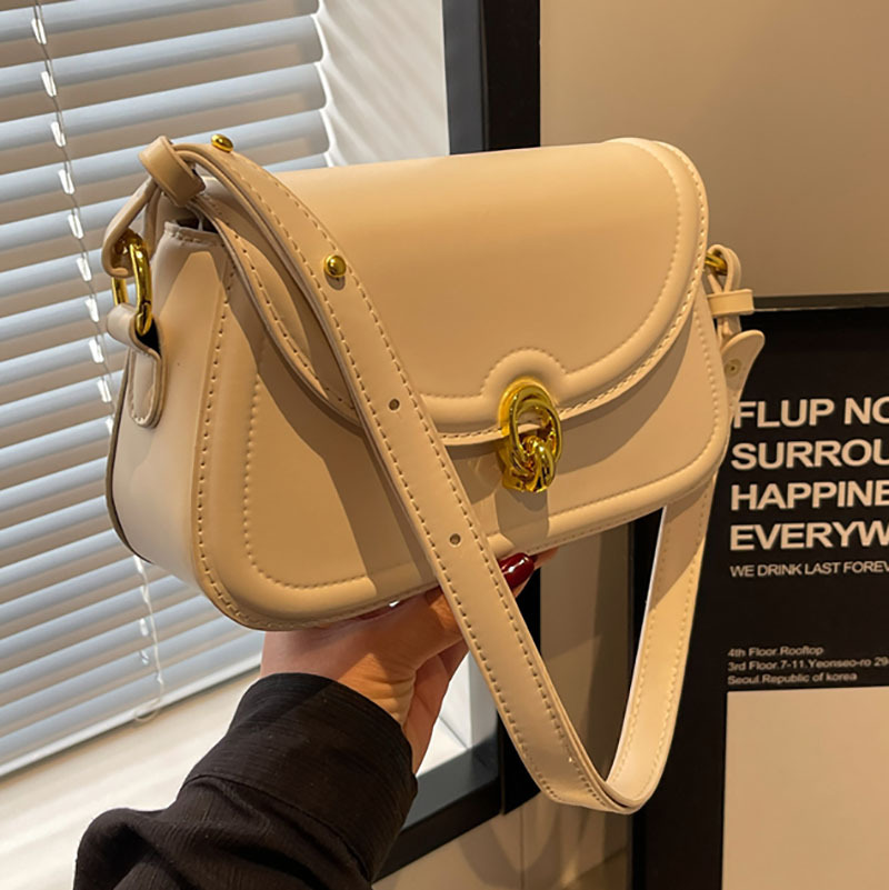 Women's 2024 New High Quality and Western Style One Shoulder Saddle Veatile Solid Color Crossbody Bag for Office_voghion.com