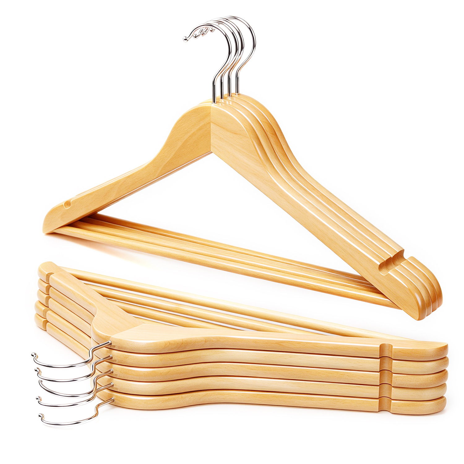 Perchas de Madera Maciza para Adultos Antideslizantes Sin Marcas para Hotel y Tiendas image 6
