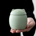 可爱猫咪小猫茶叶罐粗陶防潮密封储物罐子小号陶瓷罐创意个性茶仓