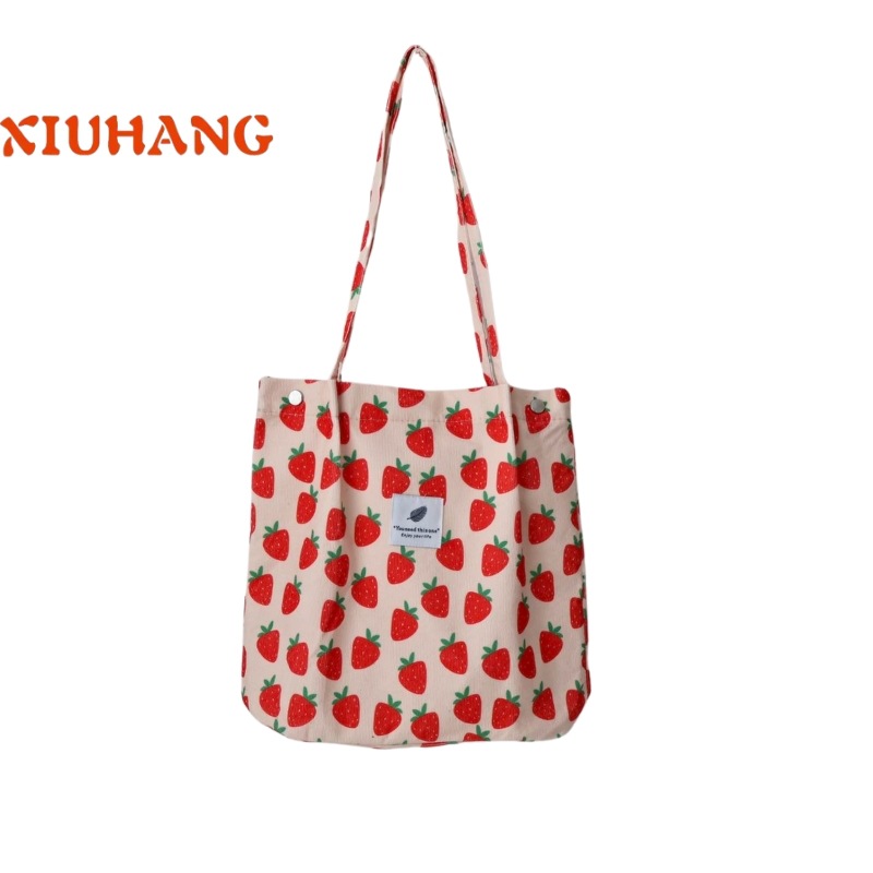 Bolsa de lona portátil de un solo hombro de pana retro de gran tamaño Bolsa de lona portátil de gran capacidad para niñas japonesas