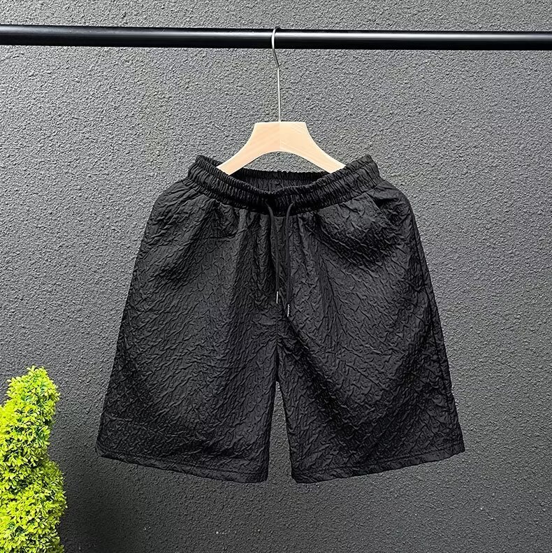 Men's Casual Jacquard Shorts Summer Loose Fit Straight Leg Beach Shorts With Pockets Lightweight & Breathable_viptrois.com