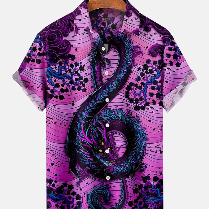 2025 nuevo estilo comercio exterior transfronterizo elemento creativo camisa 3D impresión digital tendencia suelta camisa de manga corta top de hombre