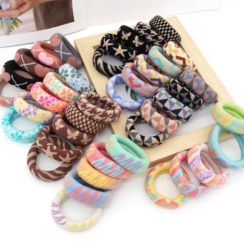 New 5-piece thickened widened seamless durable hair band hair accessories fashion pattern ponytail ball head rope rubber band New 5-piece thickened widened seamless durable hair band hair accessories fashion pattern ponytail ball head rope rubber band