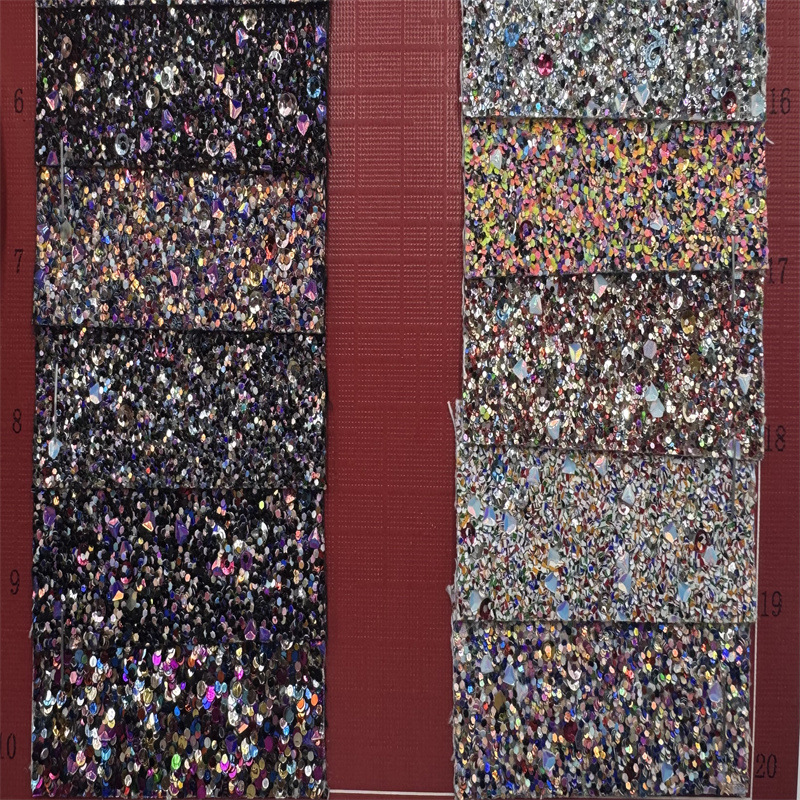 幻彩格利特PU皮革磅布底五彩缤纷园盘亮片晚装包手机壳蝴蝶结装饰