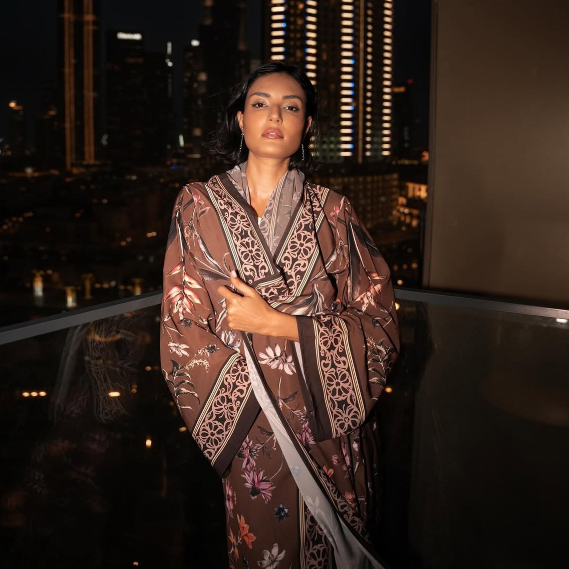 Cross-border Women's Fashion Printed Muslim Cardigan Robe, Middle Eastern Arab Dubai Outfit With Headscarf, Loose Fit_ecoleips.com