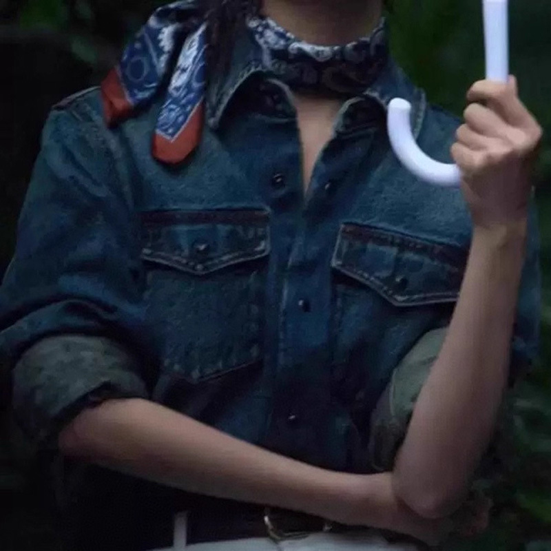 100%桑蚕丝65真丝缎面阿美咔叽藏青腰果方巾女春夏季复古经典丝巾|undefined