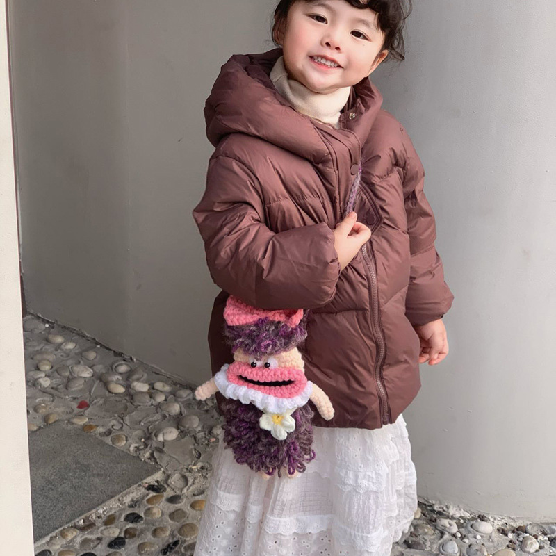 Bolsos de hombro de dibujos animados para niños y niñas, muñecas de boca grande, mochila de bebé, productos acabados de gancho artesanal, bolsas para niños