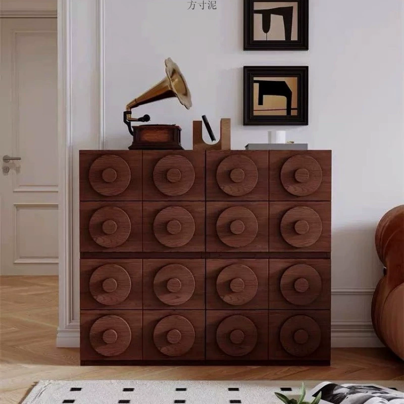 Ретро напольный гостиная шкаф Carmen домашний комбинированный боковой шкаф спальня из массива дерева коричневый шкафчик скандинавский складной