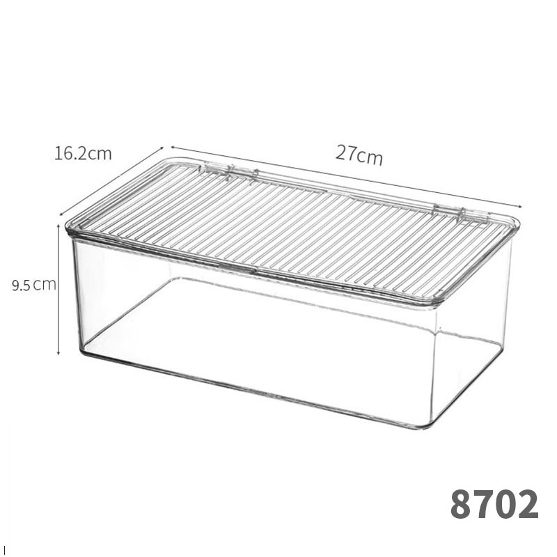 収納ボックスPET透明アクリル長方形蓋付き化粧品ステーションスナックキッチン雑物収納ボックス|undefined