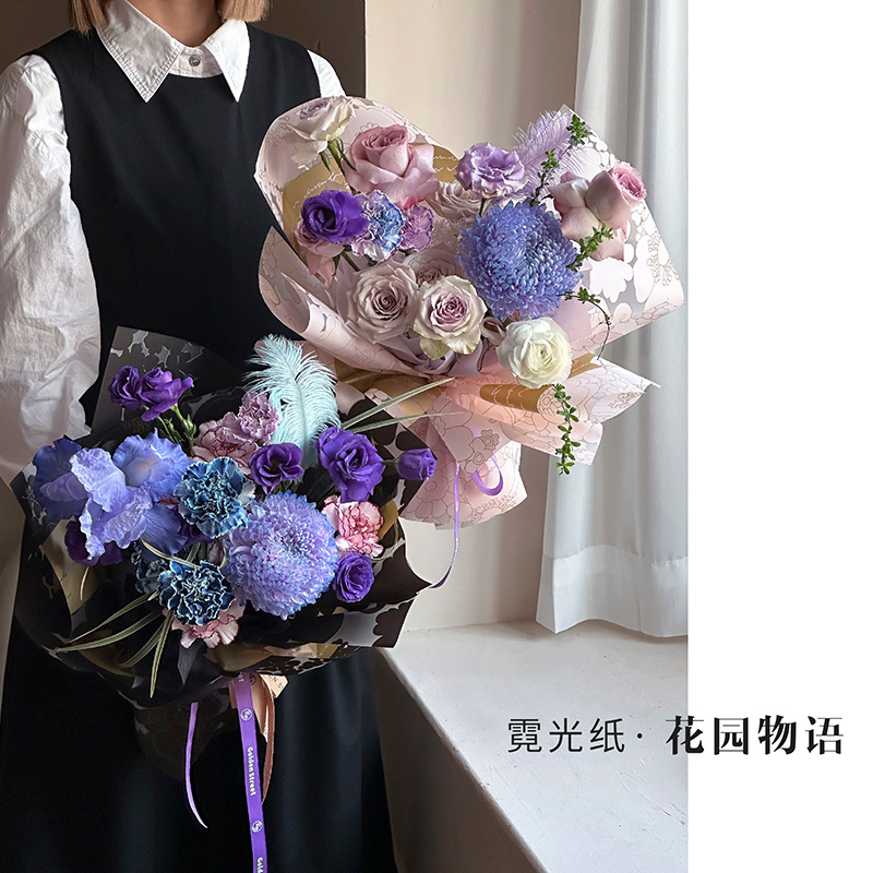 Fábrica al por mayor tienda de flores personalizada material de embalaje floral película de extinción impermeable historia de jardín embalaje de flores papel ligero