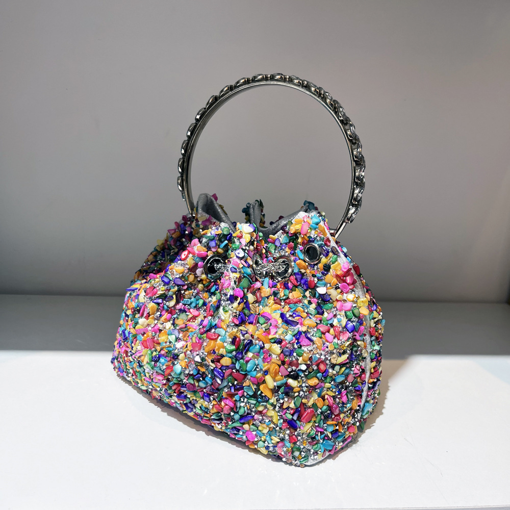 487g Weight String Closure Type Top Handle Strap Type Bucket Bag Bags Type Holiday, Shopping Occasion Polyester Material Solid Color Pattern All Seasons Season Women's Gender Streetwear Style Bucket Shape Medium Size Women's Medium Polyester Solid Color Streetwear Bucket String Bucket Bag 6