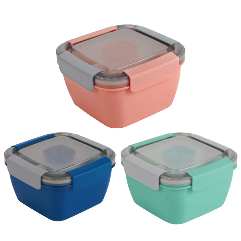 Caja de almuerzo de microondas caja de almuerzo compartimento de gran capacidad estudiante caja de almuerzo protección del medio ambiente hebilla de cuatro lados refrigerador PP crisper