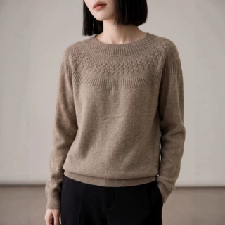2026秋冬新款针织衫软糯提花圆领加厚保暖长袖袖百搭女毛衣打底