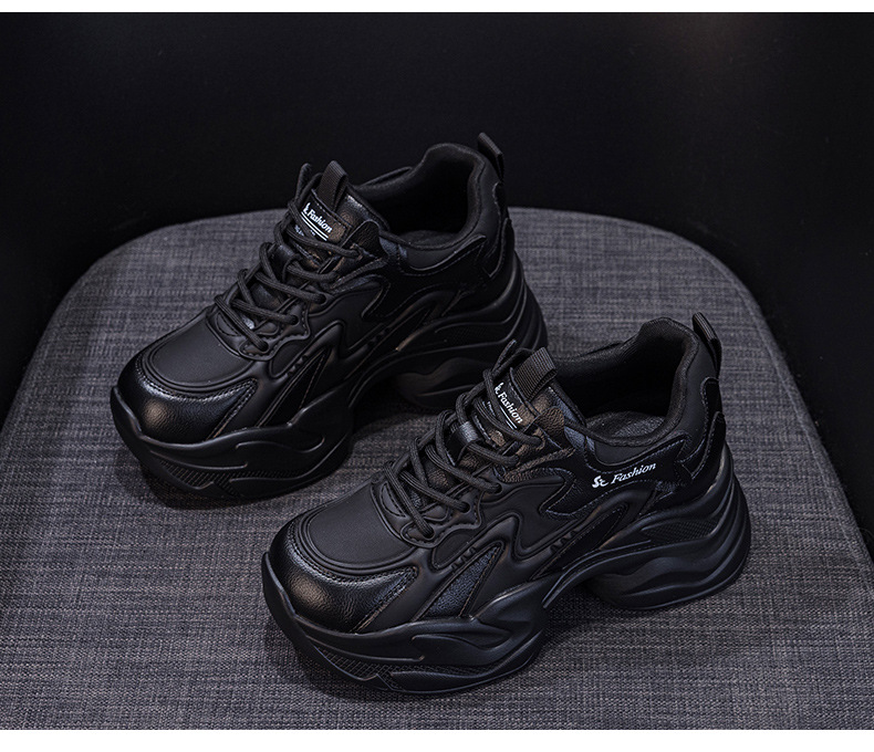 Giày sneaker nữ đế dày tăng chiều cao phong cách thể thao — Đen lót lông 5351-1, Đen lót đơn 5353, Be lót lông 5351-1, Be lót đơn 5351 chi tiết 29