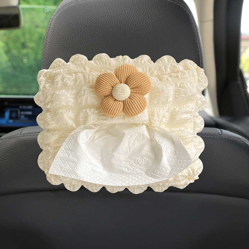 Adornos de accesorios para automóviles 2024 nueva descompresión de flores pequeñas caja de pañuelos para automóviles caja de dibujo suministros de decoración para automóviles