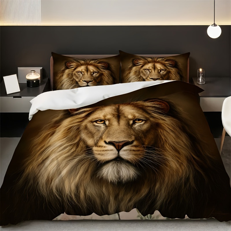 TEMU / JIT textil doméstico molido impresión digital ropa de cama kit león patrón creativo fuente fábrica