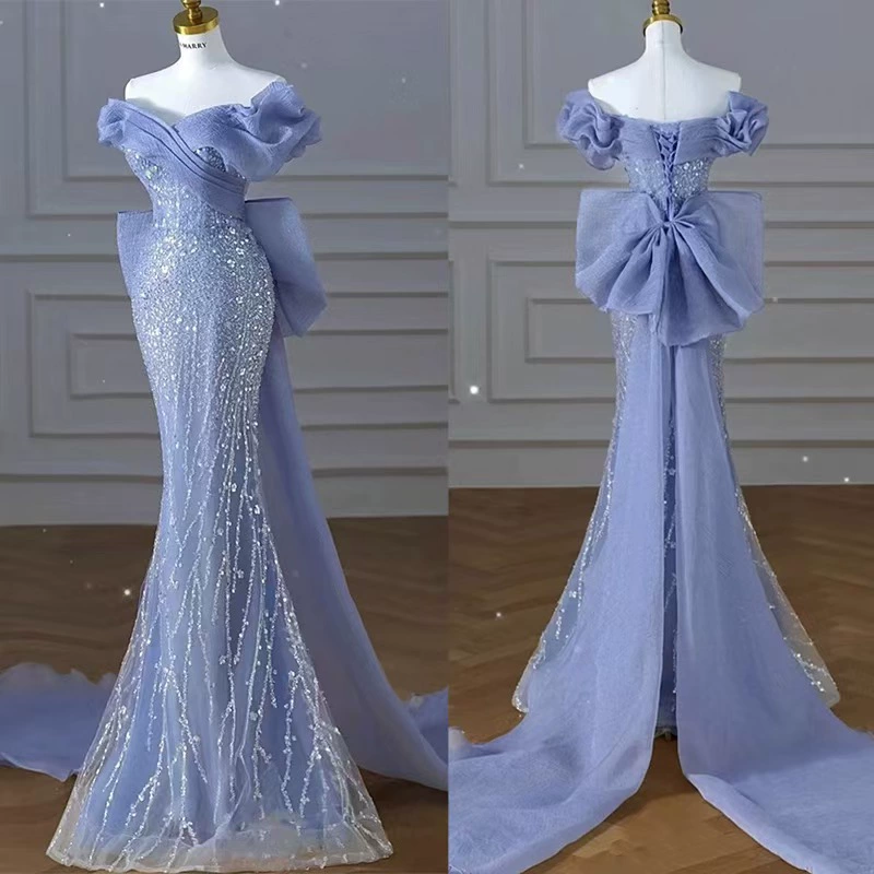 Европейские и американские трансграничные вечерние платья с блестками на плечах новые русалки для взрослых высокого класса