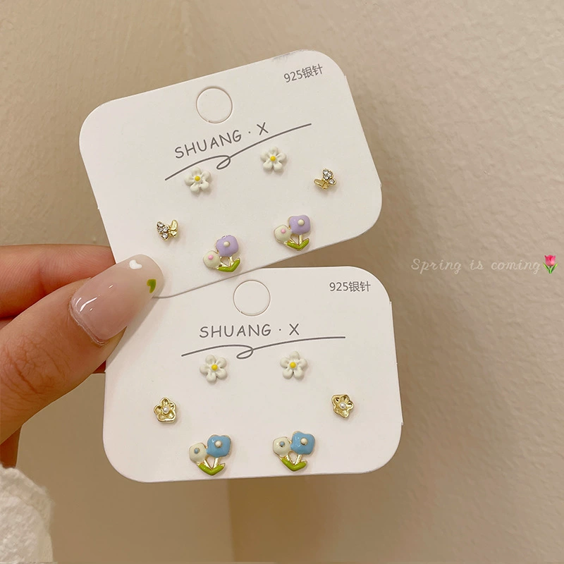 Серебряная игла, серьги, изысканный свежий комплект, серебро 925 пробы